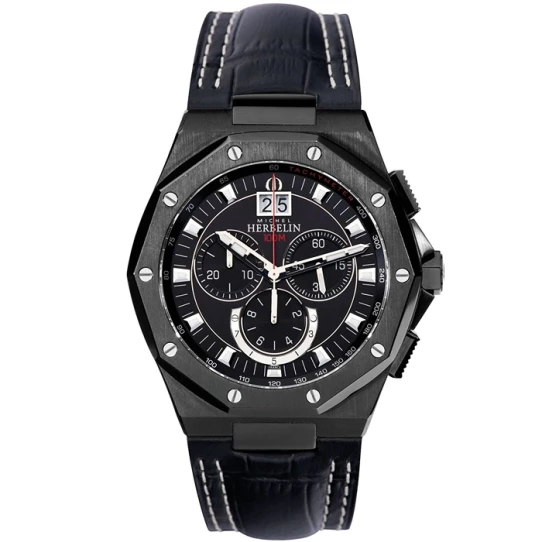 Herbelin 36635/NN14 Odyssee - Мъжки ръчен часовник с кварцов механизъм - корпус от Стомана - Естествена кожа - цвят Черен Бял