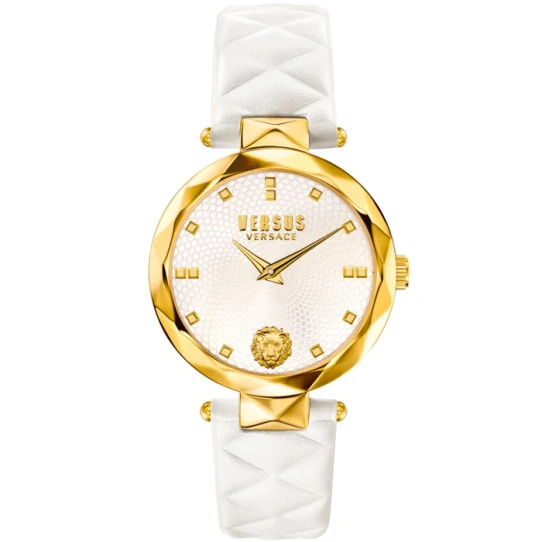 Дамски ръчен часовник с кварцов механизъм - корпус от Стомана - Синтетична кожа - цвят Бял Бял