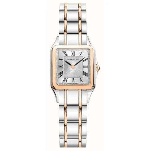 Дамски ръчен часовник с кварцов механизъм - корпус от Стомана и злато 18К - Стоманена верижка - цвят Сребрист Розово Злато