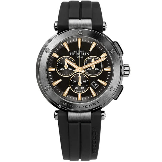 Мъжки ръчен часовник с кварцов механизъм - корпус от Стомана - Силиконова каишка - цвят Черен Черен