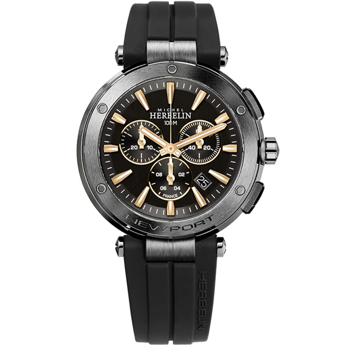 Мъжки ръчен часовник с кварцов механизъм - корпус от Стомана - Силиконова каишка - цвят Черен Черен