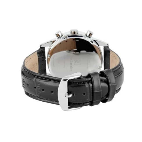 Мъжки ръчен часовник с кварцов механизъм - корпус от Стомана - Естествена кожа - цвят Черен Черен