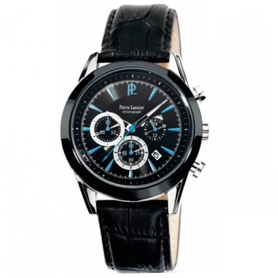 Pierre Lannier 251B193 - Мъжки ръчен часовник с кварцов механизъм - корпус от Стомана - Естествена кожа - цвят Черен Черен