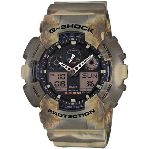 Casio GA-100MM-5AER G-Shock - Мъжки ръчен часовник с кварцов механизъм - корпус от Полимер - Полимер - цвят Черен Кафяв