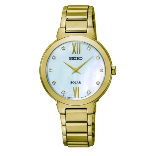 Дамски ръчен часовник с кварцов механизъм - корпус от Стомана - Стоманена верижка - цвят Сребрист Злато