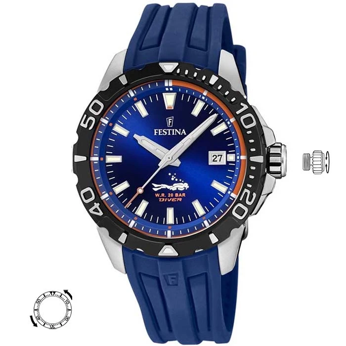 Мъжки ръчен часовник с кварцов механизъм - корпус от Стомана - Силиконова каишка - цвят Син Син