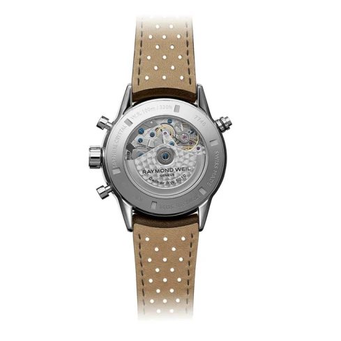 Raymond Weil 7740-STC-30001 Freelancer - Мъжки ръчен часовник с автоматичен механизъм - корпус от Стомана - Естествена кожа - цвят Бял Кафяв