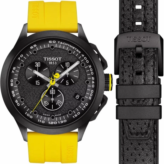 Tissot T135.417.37.051.00 T-Race Cycling Tour de France Special Edition - Мъжки ръчен часовник с кварцов механизъм - корпус от Стомана - Естествена кожа - цвят Черен Черен