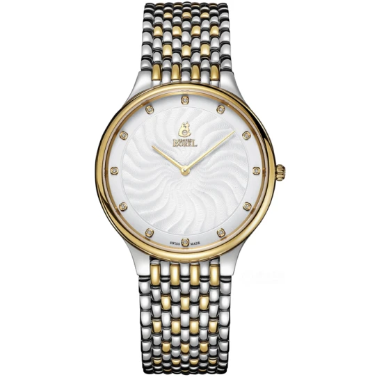 Мъжки ръчен часовник с кварцов механизъм - корпус от Стомана - Стоманена верижка - цвят Бял Злато