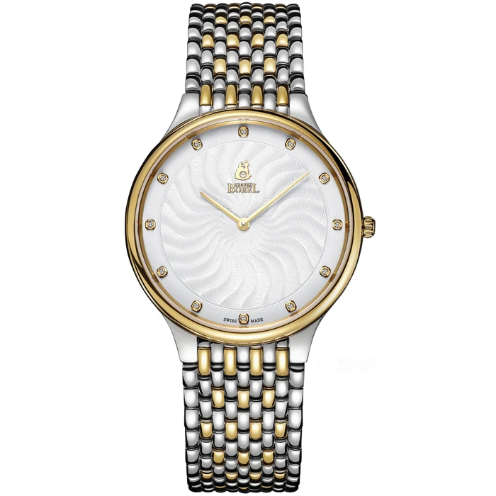 Мъжки ръчен часовник с кварцов механизъм - корпус от Стомана - Стоманена верижка - цвят Бял Злато