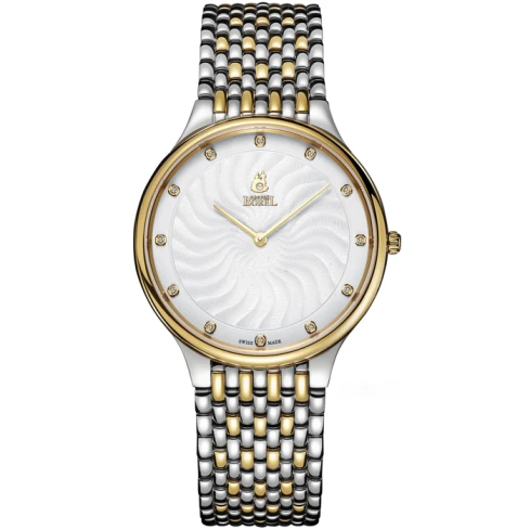 Мъжки ръчен часовник с кварцов механизъм - корпус от Стомана - Стоманена верижка - цвят Бял Злато