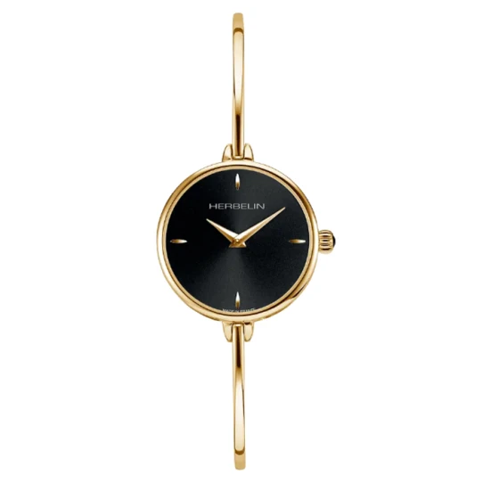 Дамски ръчен часовник с кварцов механизъм - корпус от Стомана - Стоманена верижка - цвят Черен Злато