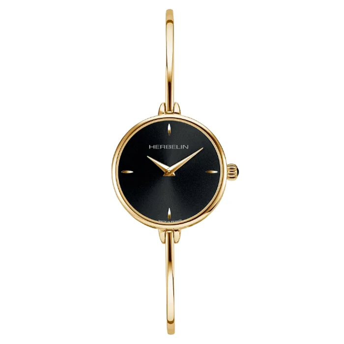 Дамски ръчен часовник с кварцов механизъм - корпус от Стомана - Стоманена верижка - цвят Черен Злато