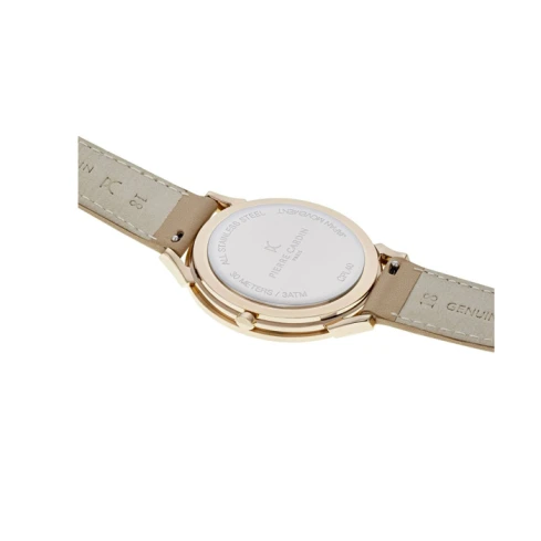 Дамски ръчен часовник с кварцов механизъм - корпус от Стомана - Естествена кожа - цвят Бял Бежов