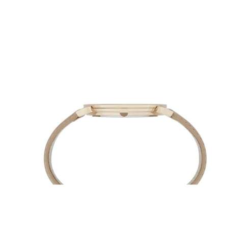 Дамски ръчен часовник с кварцов механизъм - корпус от Стомана - Естествена кожа - цвят Бял Бежов