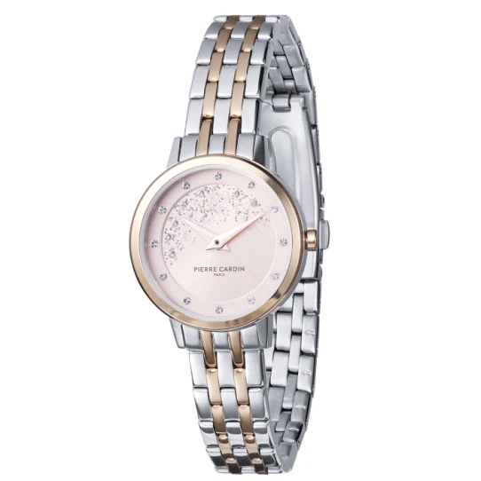 Дамски ръчен часовник с кварцов механизъм - корпус от Стомана - Стоманена верижка - цвят Розов Розово Злато