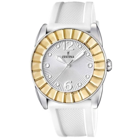 Дамски ръчен часовник с кварцов механизъм - корпус от Стомана - Силиконова каишка - цвят Бял Бял