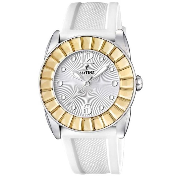 Дамски ръчен часовник с кварцов механизъм - корпус от Стомана - Силиконова каишка - цвят Бял Бял