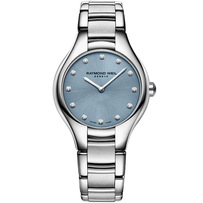 Дамски ръчен часовник с кварцов механизъм - корпус от Стомана - Стоманена верижка - цвят Син Сив