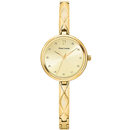 Pierre Lannier 043L542 Leia - Дамски ръчен часовник с кварцов механизъм - корпус от Стомана - Стоманена верижка - цвят Злато