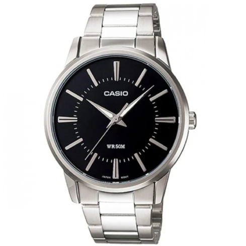 Мъжки ръчен часовник с кварцов механизъм - корпус от Стомана - Стоманена верижка - цвят Черен Сив