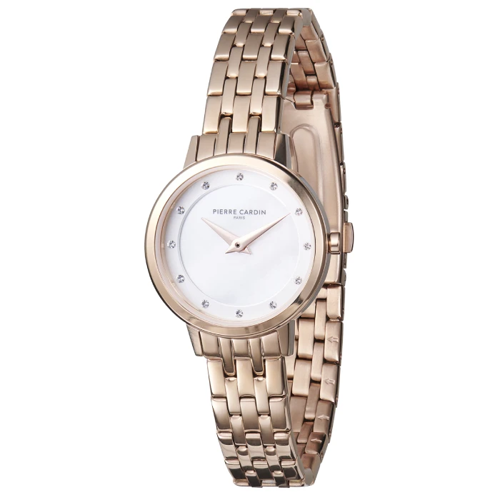 Дамски ръчен часовник с кварцов механизъм - корпус от Стомана - Стоманена верижка - цвят Бял