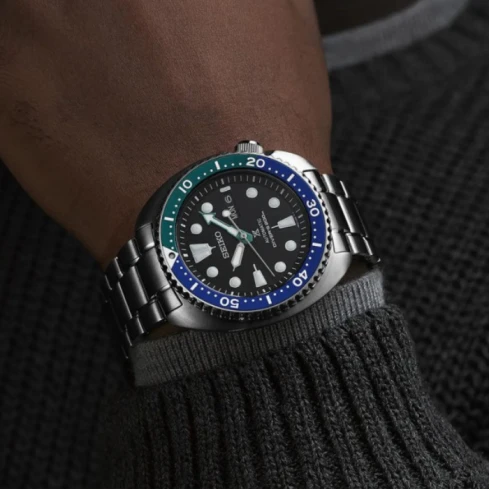 Seiko SRPJ35K1 Prospex Save the Ocean - Мъжки ръчен часовник с автоматичен механизъм - корпус от Стомана - Стоманена верижка - цвят Черен