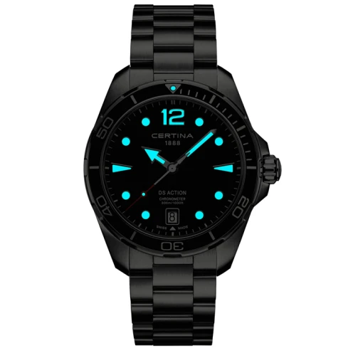 Мъжки ръчен часовник с кварцов механизъм - корпус от Стомана и алуминий - Стоманена верижка - цвят Черен Сив