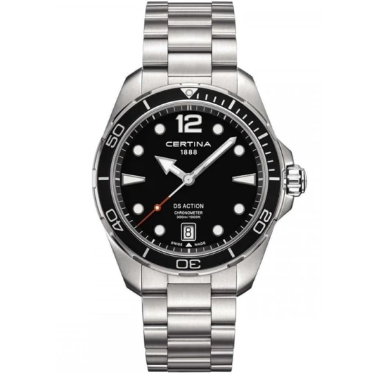 Мъжки ръчен часовник с кварцов механизъм - корпус от Стомана и алуминий - Стоманена верижка - цвят Черен Сив