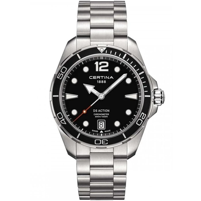 Мъжки ръчен часовник с кварцов механизъм - корпус от Стомана и алуминий - Стоманена верижка - цвят Черен Сив