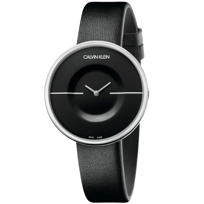 Дамски ръчен часовник с кварцов механизъм - корпус от Стомана - Естествена кожа - цвят Черен Черен