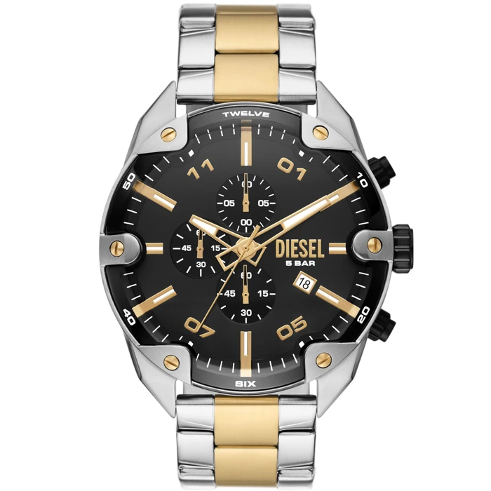 Мъжки ръчен часовник с кварцов механизъм - корпус от Стомана - Стоманена верижка - цвят Черен Злато