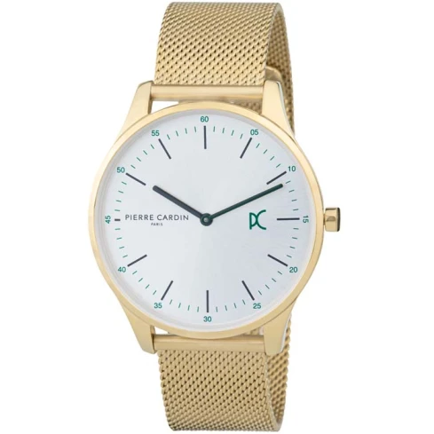 Мъжки ръчен часовник с кварцов механизъм - корпус от Стомана - Меш - цвят Бял Злато