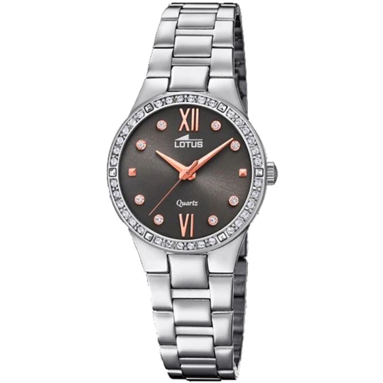 Дамски ръчен часовник с кварцов механизъм - корпус от Стомана - Стоманена верижка - цвят Черен Сив