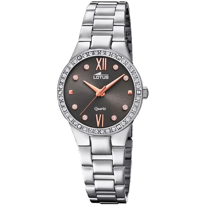 Дамски ръчен часовник с кварцов механизъм - корпус от Стомана - Стоманена верижка - цвят Черен Сив