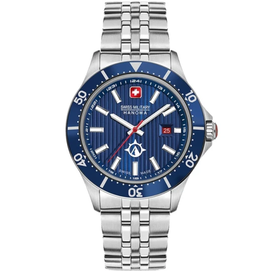 Мъжки ръчен часовник с кварцов механизъм - корпус от Стомана - Стоманена верижка - цвят Син Сив