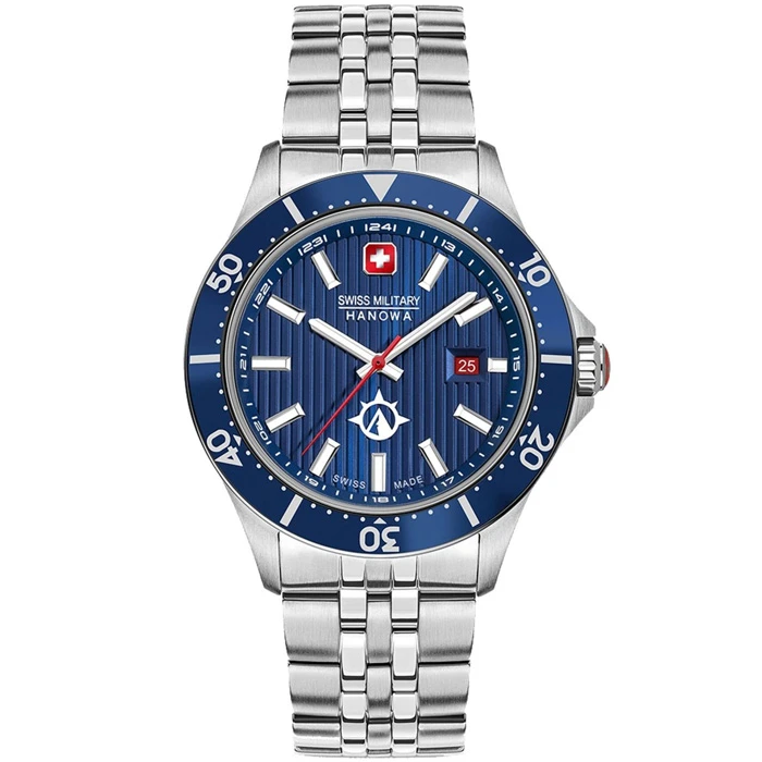 Мъжки ръчен часовник с кварцов механизъм - корпус от Стомана - Стоманена верижка - цвят Син Сив