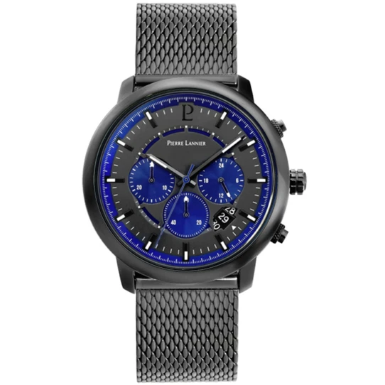 Мъжки ръчен часовник с кварцов механизъм - корпус от Стомана - Меш - цвят Син Сив