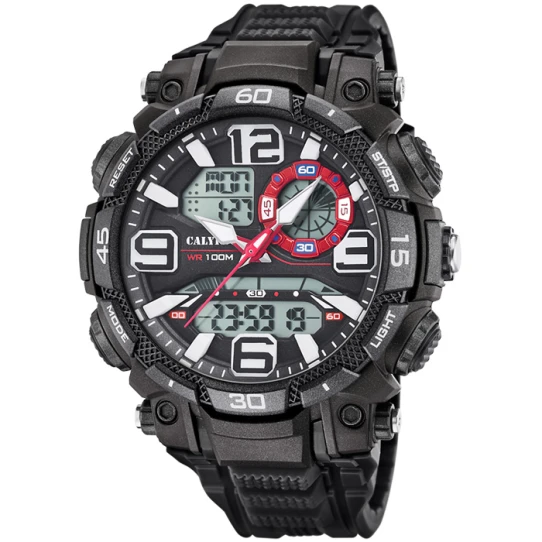 Унисекс ръчен часовник с кварцов механизъм - корпус от Полимер - Полимер - цвят Сив Черен