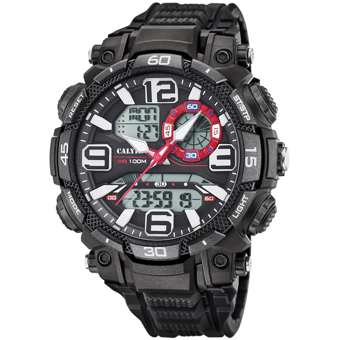 Унисекс ръчен часовник с кварцов механизъм - корпус от Полимер - Полимер - цвят Сив Черен