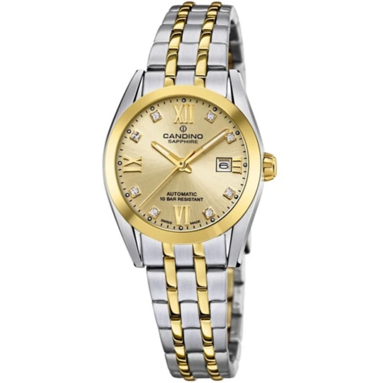 Дамски ръчен часовник с автоматичен механизъм - корпус от Стомана - Стоманена верижка - цвят Шампанско Злато