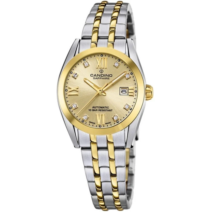 Дамски ръчен часовник с автоматичен механизъм - корпус от Стомана - Стоманена верижка - цвят Шампанско Злато