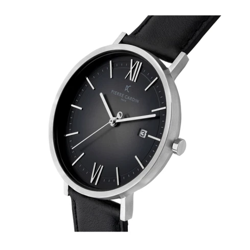 Мъжки ръчен часовник с кварцов механизъм - корпус от Стомана - Естествена кожа - цвят Черен Черен