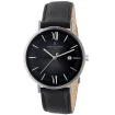 Мъжки ръчен часовник с кварцов механизъм - корпус от Стомана - Естествена кожа - цвят Черен Черен