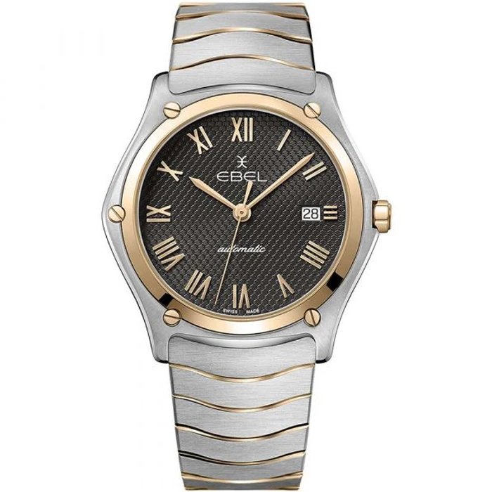 Мъжки ръчен часовник с механичен с ръчно навиване механизъм - корпус от Стомана - Стоманена верижка - цвят Сив Розово Злато