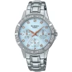 Casio SHE-3517D-2AUEF - Дамски ръчен часовник с кварцов механизъм - корпус от Стомана - Стоманена верижка - цвят Син Сив