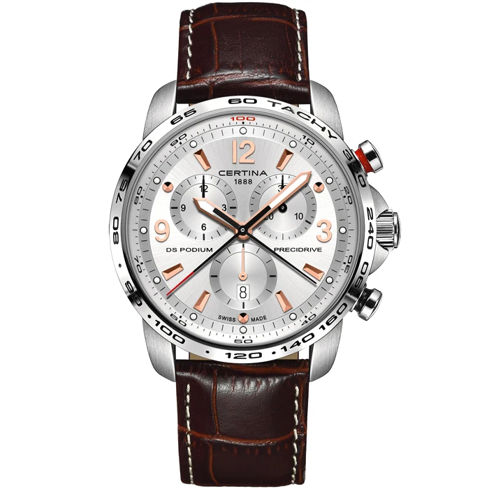 Мъжки ръчен часовник с кварцов механизъм - корпус от Стомана - Естествена кожа - цвят Черен Кафяв