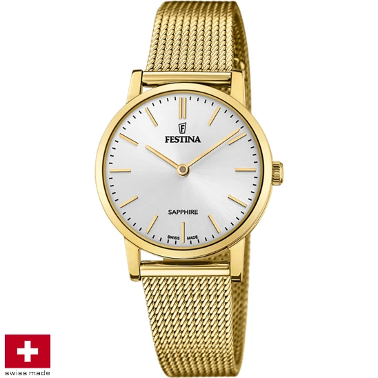 Дамски ръчен часовник с кварцов механизъм - корпус от Стомана - Златна верижка - цвят Бял