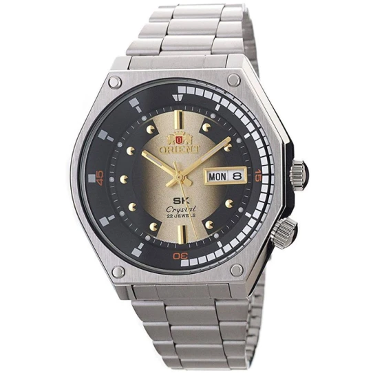 Мъжки ръчен часовник с автоматичен механизъм - корпус от Стомана - Стоманена верижка - цвят Злато Сив