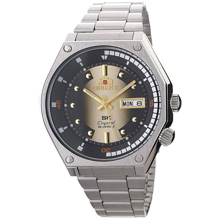 Мъжки ръчен часовник с автоматичен механизъм - корпус от Стомана - Стоманена верижка - цвят Злато Сив